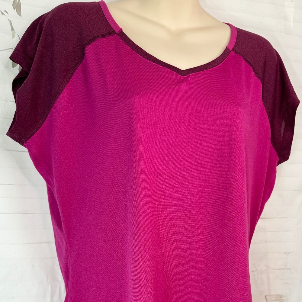 Nike Dri Fit Womens Burgundy Sports Athletic Workout SS Ruch Shirt Top Sz. XL - Picture 3 of 16